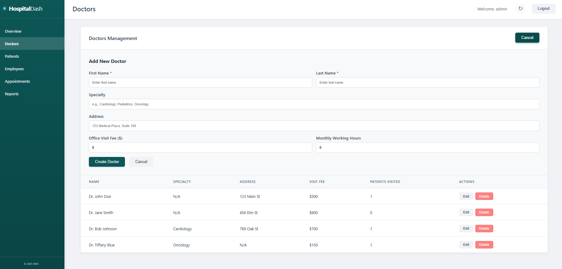 Doctors Management Portal