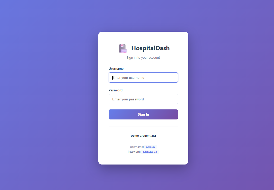HospitalDash Login Page